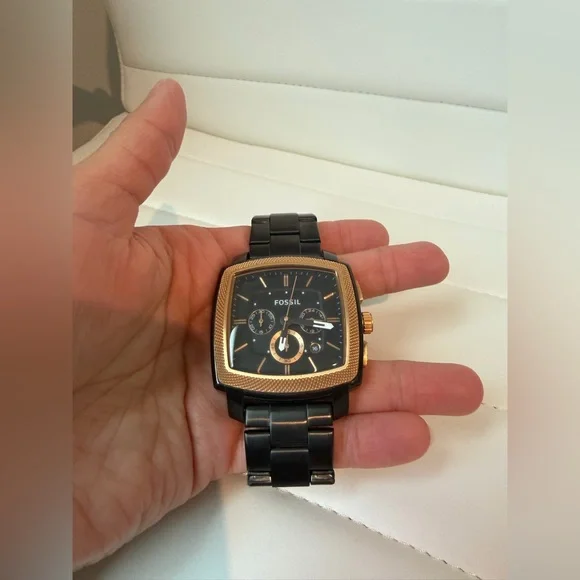 Fossil Watch Chronograph Stainless Steel Rose Gold Tone Black - Picture 6 of 15